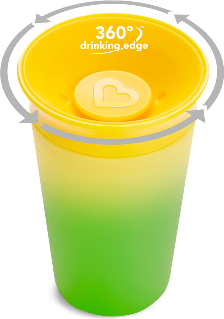 Munchkin Miracle Anti-leak 360° Trinkbecher - Sippy Cup - Wechselt die Farbe - Wärmeempfindlich - Übungsbecher für Baby und Kind - 266ml - Gelb...