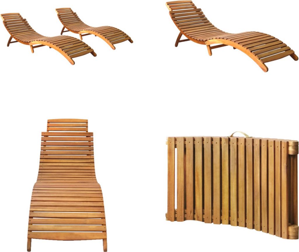 vidaXL Sonnenliegen 2 Stk. Massivholz Akazie - Sonnenliege - Sonnenliegen - Sonnenliege Holz - Sonnenliege Massivholz