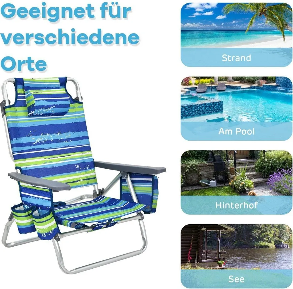 Ensemble de 3 chaises et table de plage pliables - Set nomade Modèle Azur - 2