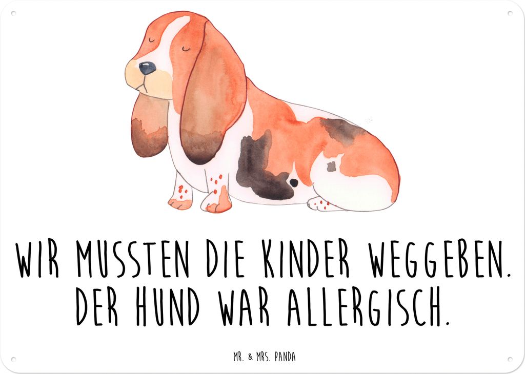 Mr. & Mrs. Panda tafel Hund Basset Hound DIN A3 - Weiß - Geschenk, Wandbild, Sprüche, Niedlich, Türschild, Schild, Lustig, Süß, Dekoschild Met...