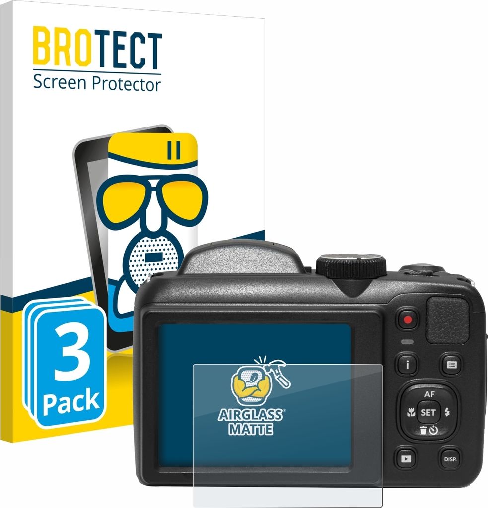 3x BROTECT Entspiegelungs Schutzglas für Kodak Pixpro AZ255 Schutzfolie Panzer Folie Glas Display Schutz matt