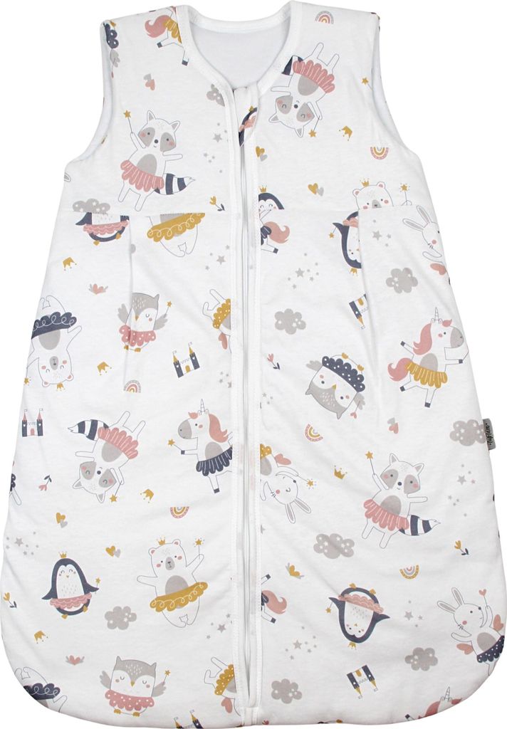 TupTam Ganzjahresschlafsack en Materialien 2.5 TOG Unisex Baby Schlafsack wattiert, Farbe: Feen Tiere Gelb Rosa Blau Grau, Größe: 80-86