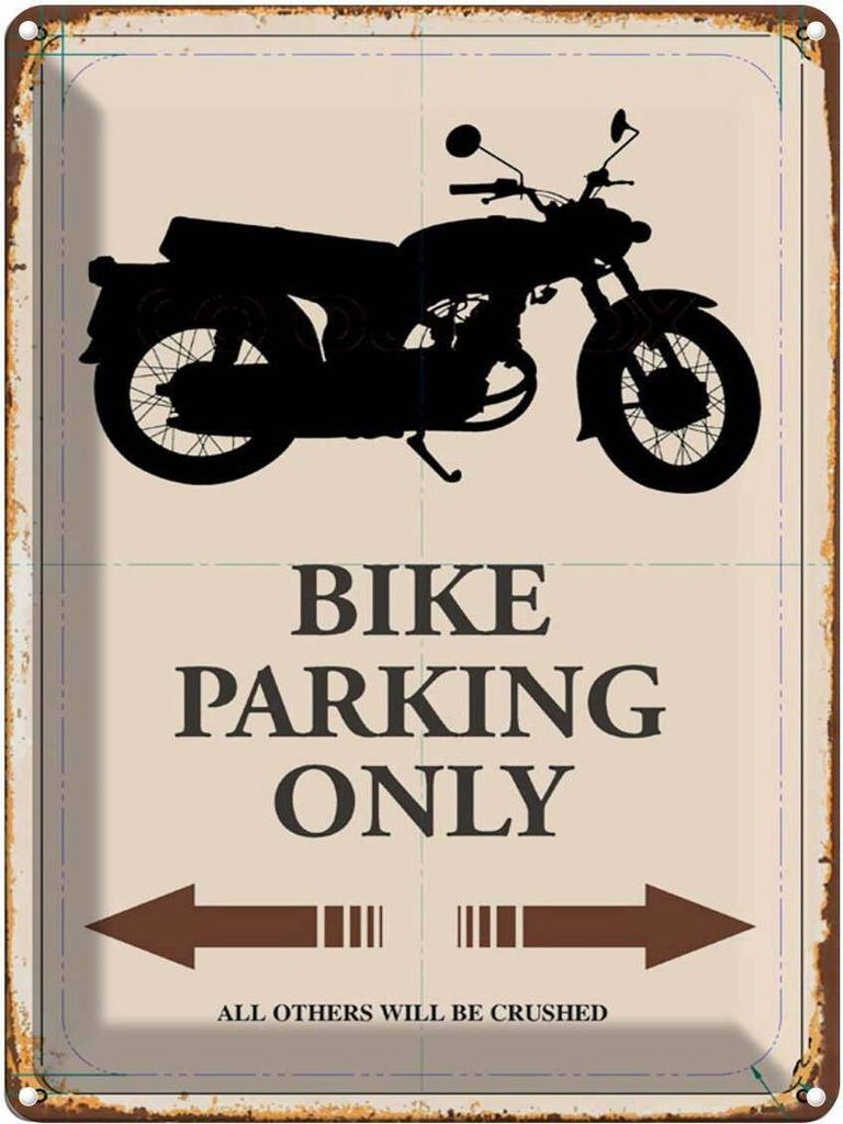 vianmo Blechschild 40x30 cm Bike parking only Motorrad