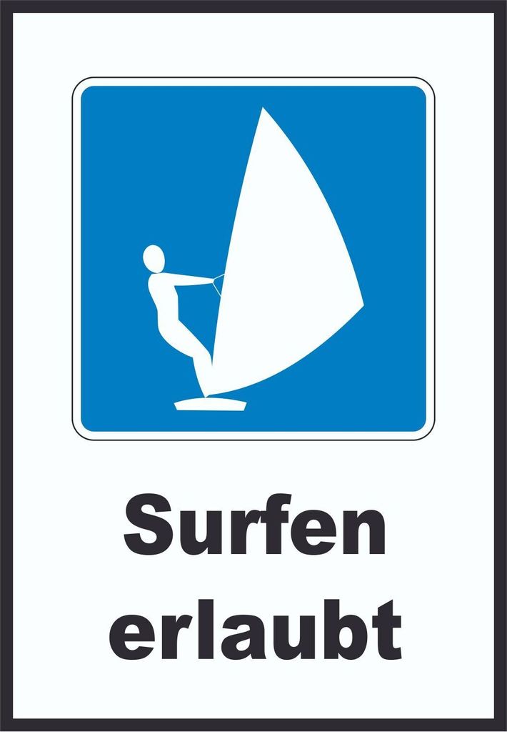 Surfen erlaubt Symbol und Text A0 (841x1189mm)