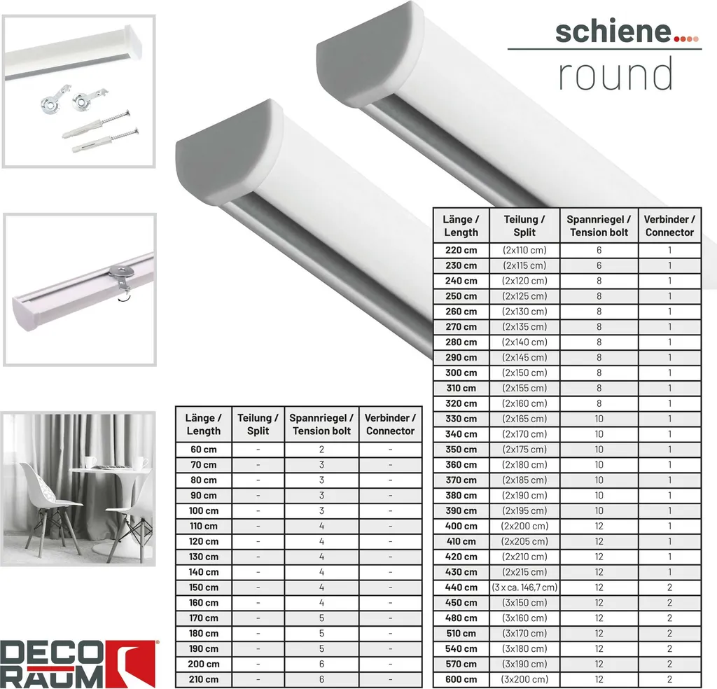 Binario Tenda Alluminio Bianco 100cm | Robusto e Professionale - 3