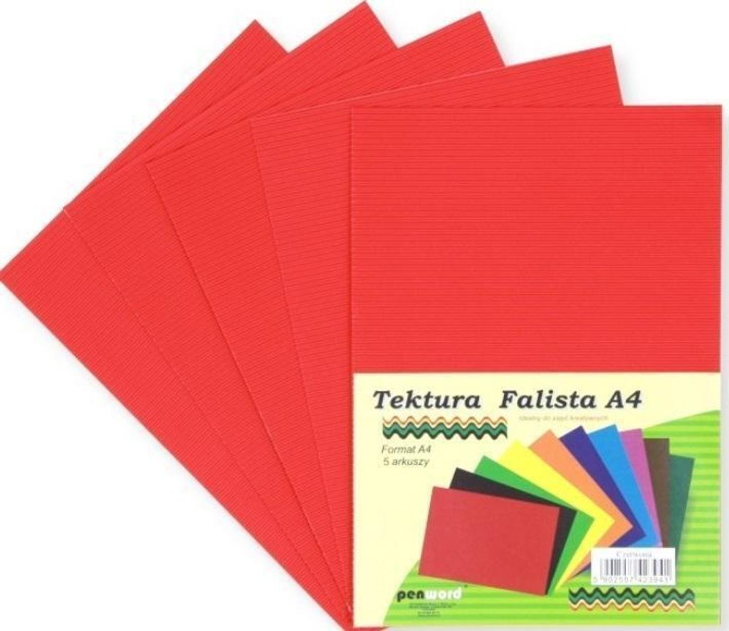 Tektura A4 falista czerwona 5szt Zdjęcie produktu 