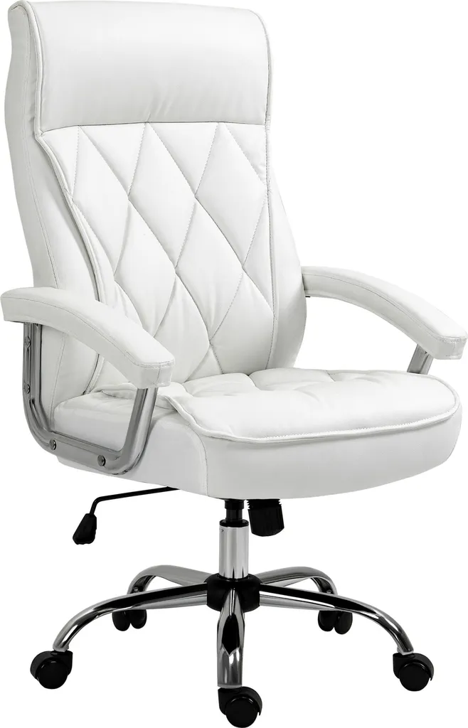 Chaise de bureau blanche ergonomique réglable en hauteur et similicuir