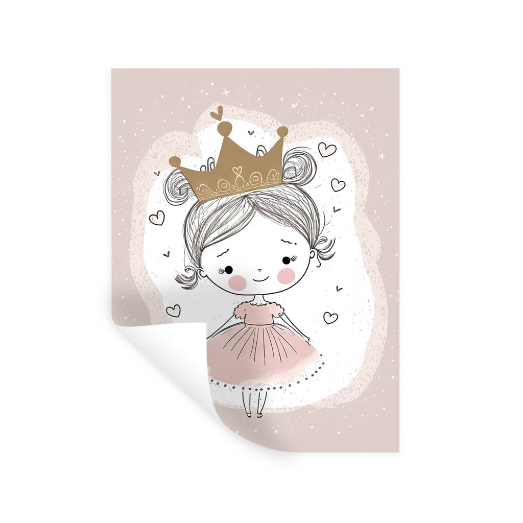 MuchoWow Wandtattoo Wandsticker Wandaufkleber Prinzessin - Kleid - Kinder - Mädchen 90x120 cm Selbstklebend und Repositionierbar - Faltenfrei