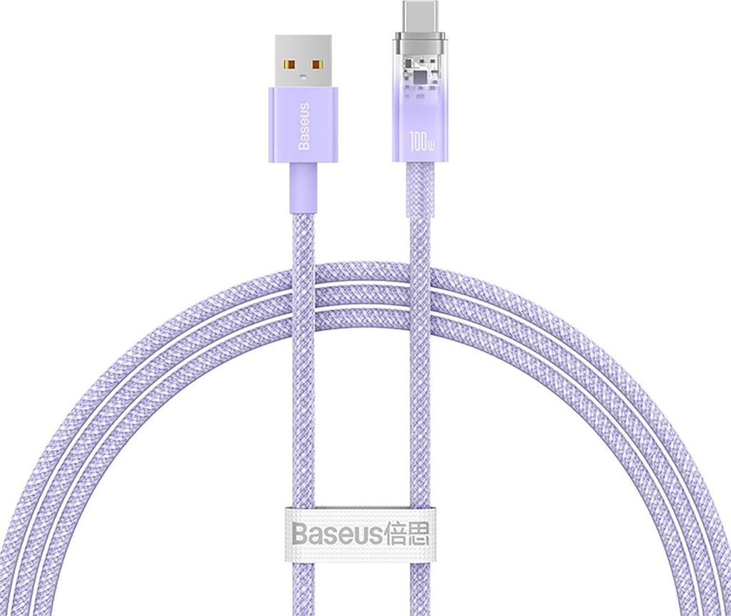 Baseus Explorer USB-A/C Kabel 100W, 1m, Violett