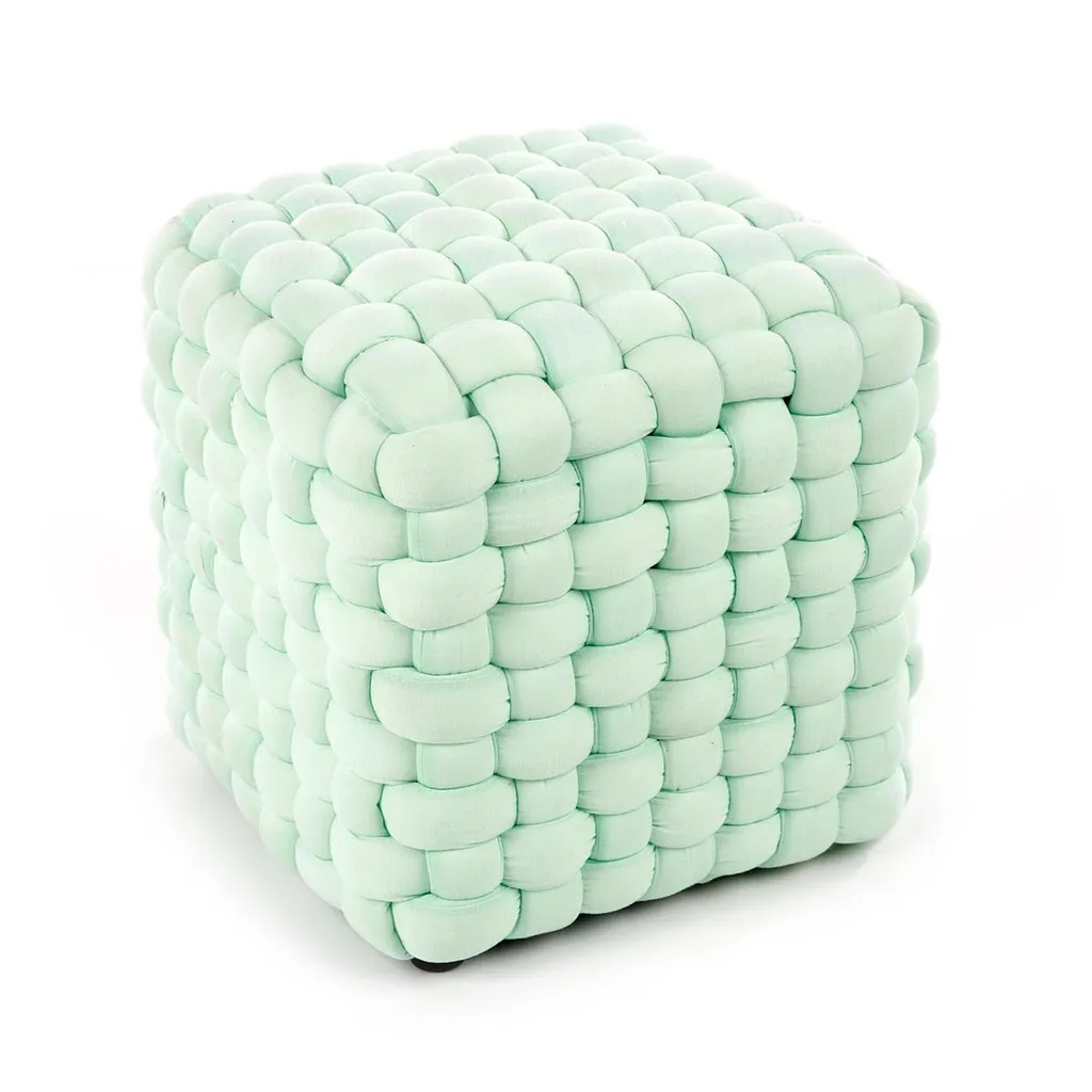 Petit tabouret design vert clair Rubik - Assise moelleuse et compacte