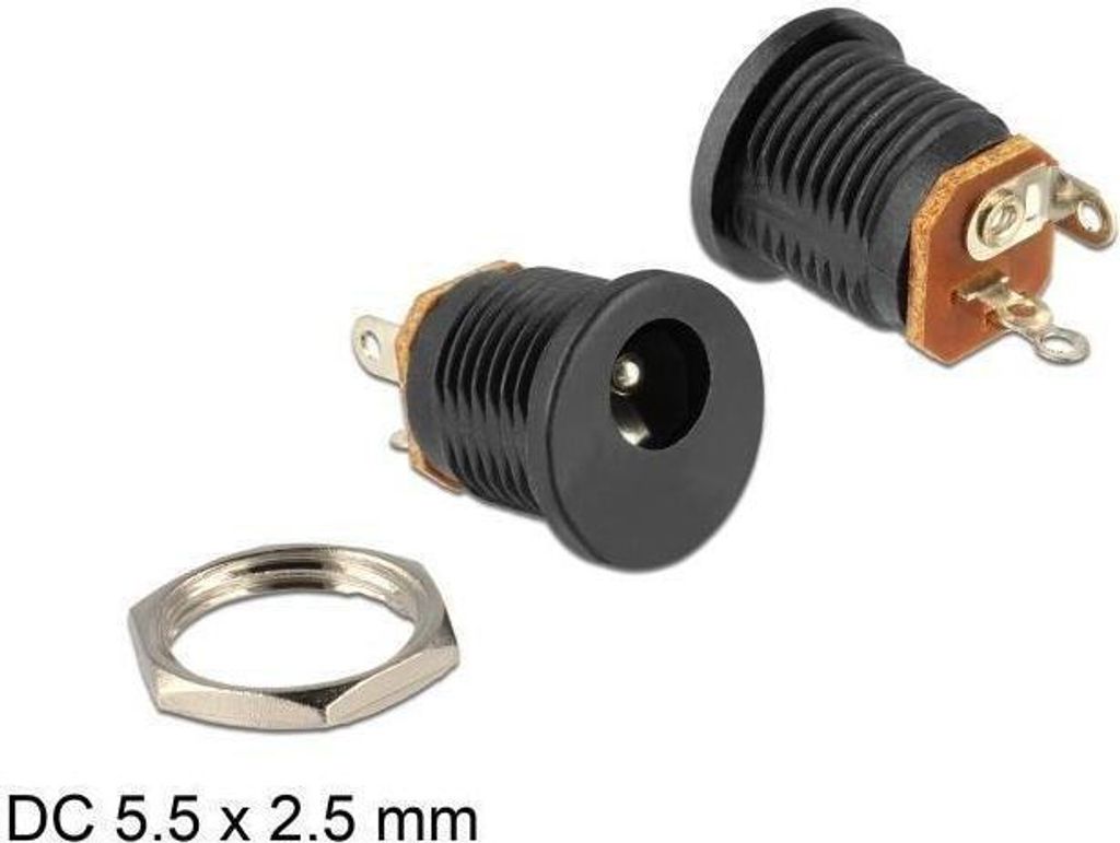 Steckverbinder Delock DC 2,5x5,5mm Buchse -> 3x Lötanschluss