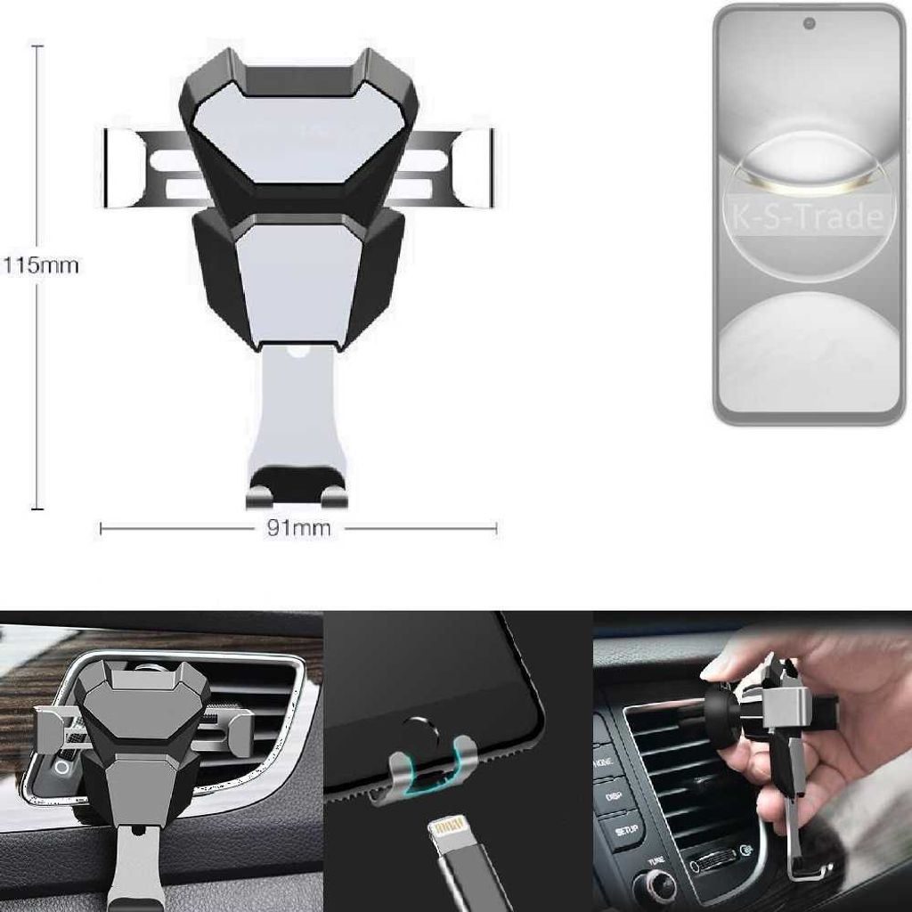 K-S-Trade Lüftungshalterung kompatibel mit Tecno Spark 30 Pro kompakte Handy-Halterung Lüftungsschlitz Lüftungsgitter Autohalterung KFZ