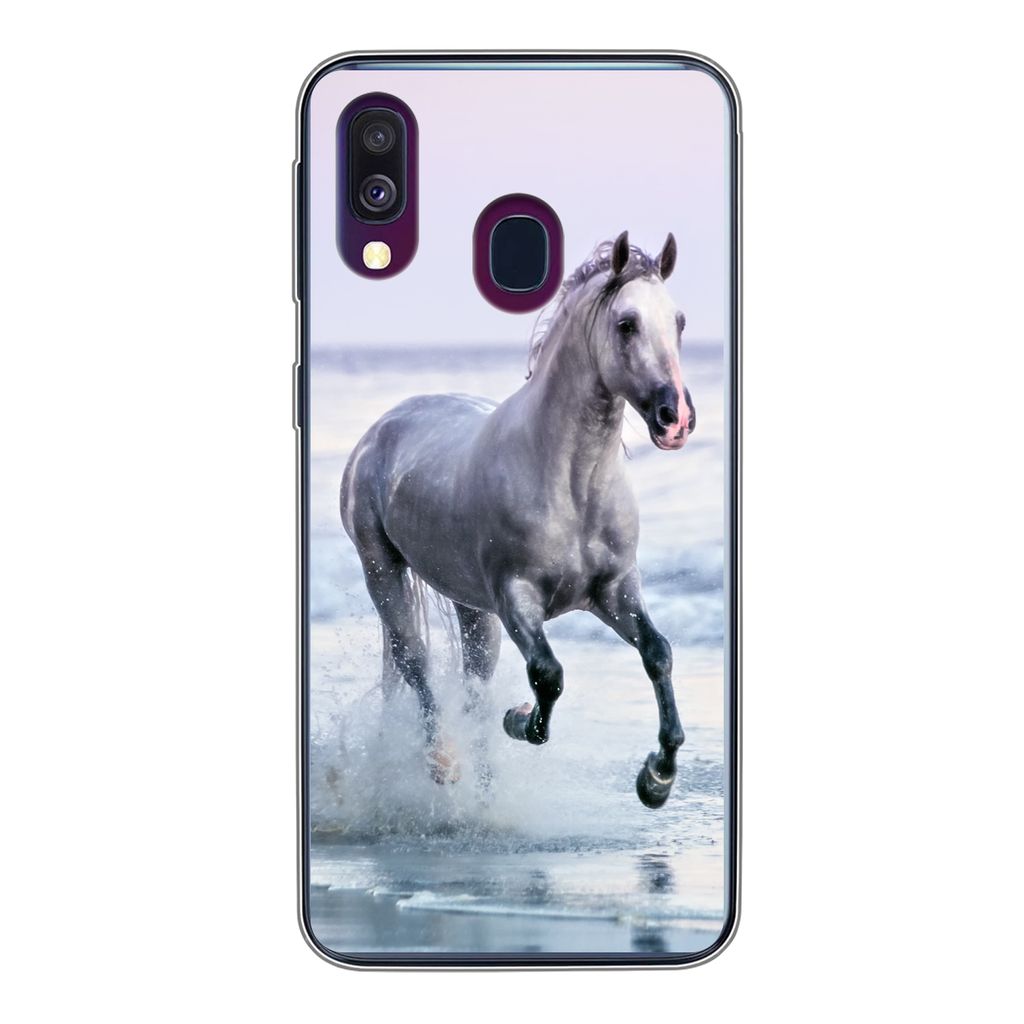 MuchoWow Handyhülle Schutzhülle Hülle für Samsung Galaxy A40 Pferd - Meer - Pastell Silikon Softcase Handy Hülle - Handy-Tasche