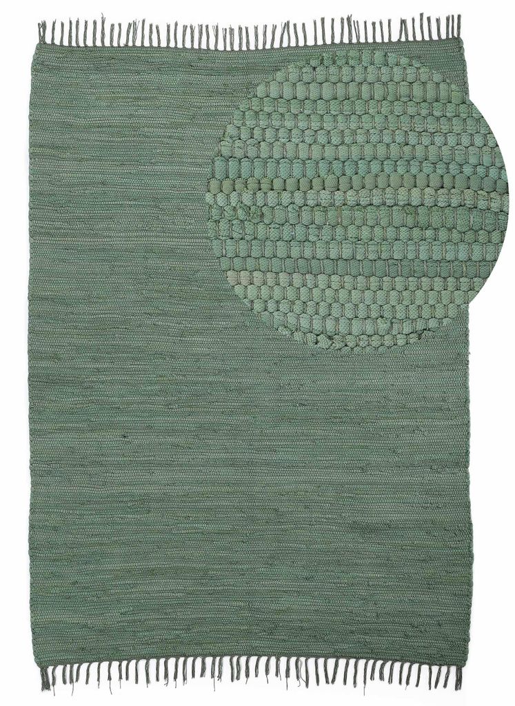 carpetfine Tapis tissé à plat Kilim Chindi Uni couloir vert Image du produit 