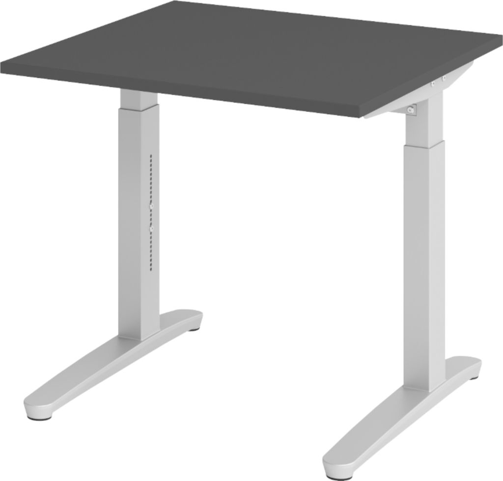 bümö Schreibtisch Serie-XB - Gestell: Silber, Größe: 80 x 80 cm, Nachbildung: Graphit