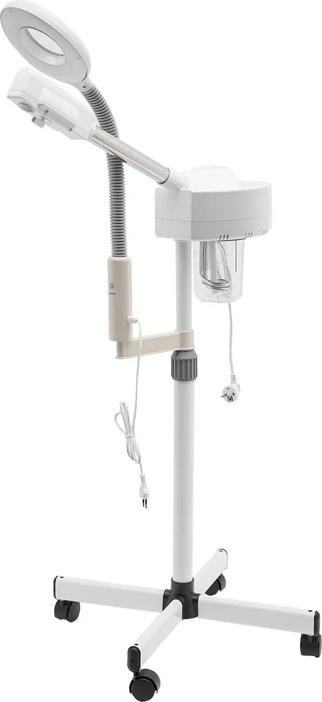 Vaporisateur visage 2 en 1 avec lampe loupe 5x 800W blanc pour institut