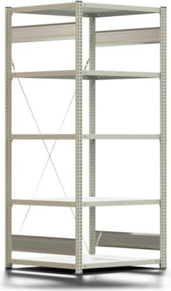Fachbodenregal mit Tiefenriegel - 250 kg - 2.000 x 875 x 800 mm (HxBxT) - Grundregal - lichtgrau - Lagerregal - Steckregal - BERT