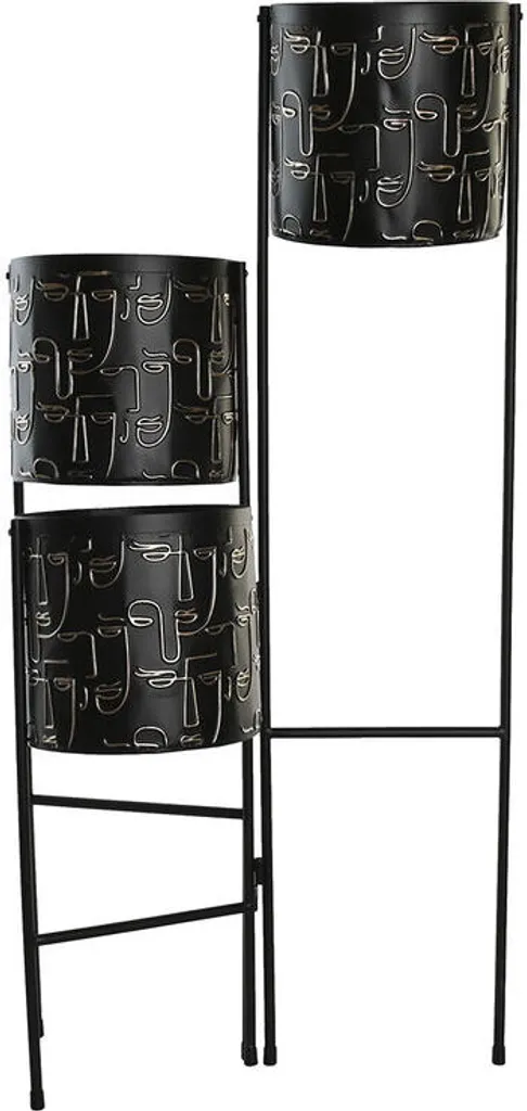 Jardinière DKD Home Decor Noir et Or en Métal Visage 22 x 22 x 93 cm