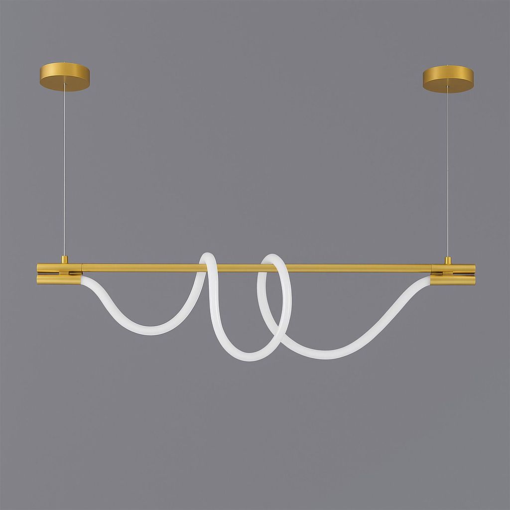 Moderne gewellte Neon-Pendelleuchte „SALSA“ mit goldener Produktbild 