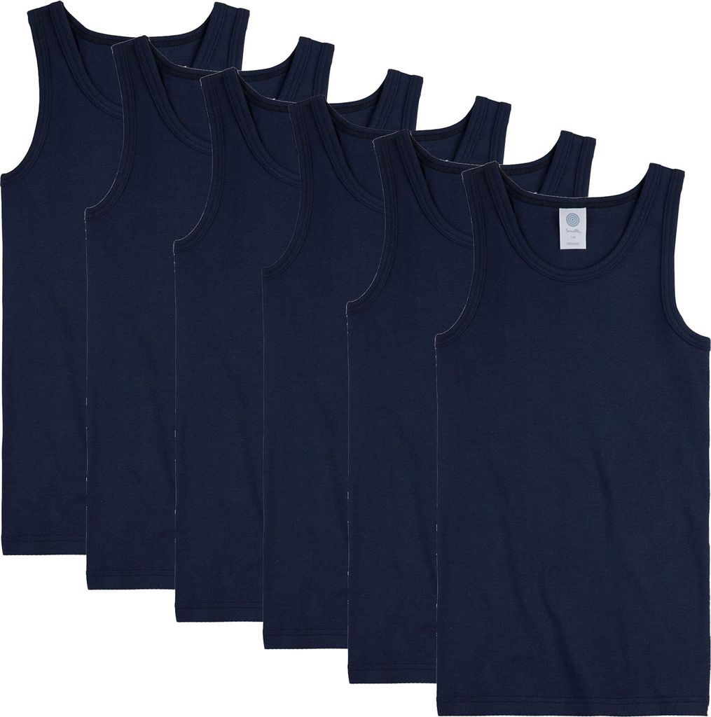 Sanetta Jungen Unterhemd 6er Pack - Shirt ohne Arme, Tank Top, Basic, Organic Baumwolle Blau 104