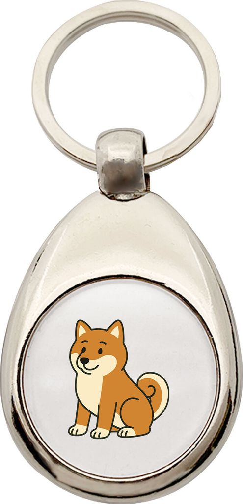 Huuraa Schlüsselanhänger Shiba Inu Comic Shibi Metall Schlüsselring Einkaufswagenchip Geschenkidee