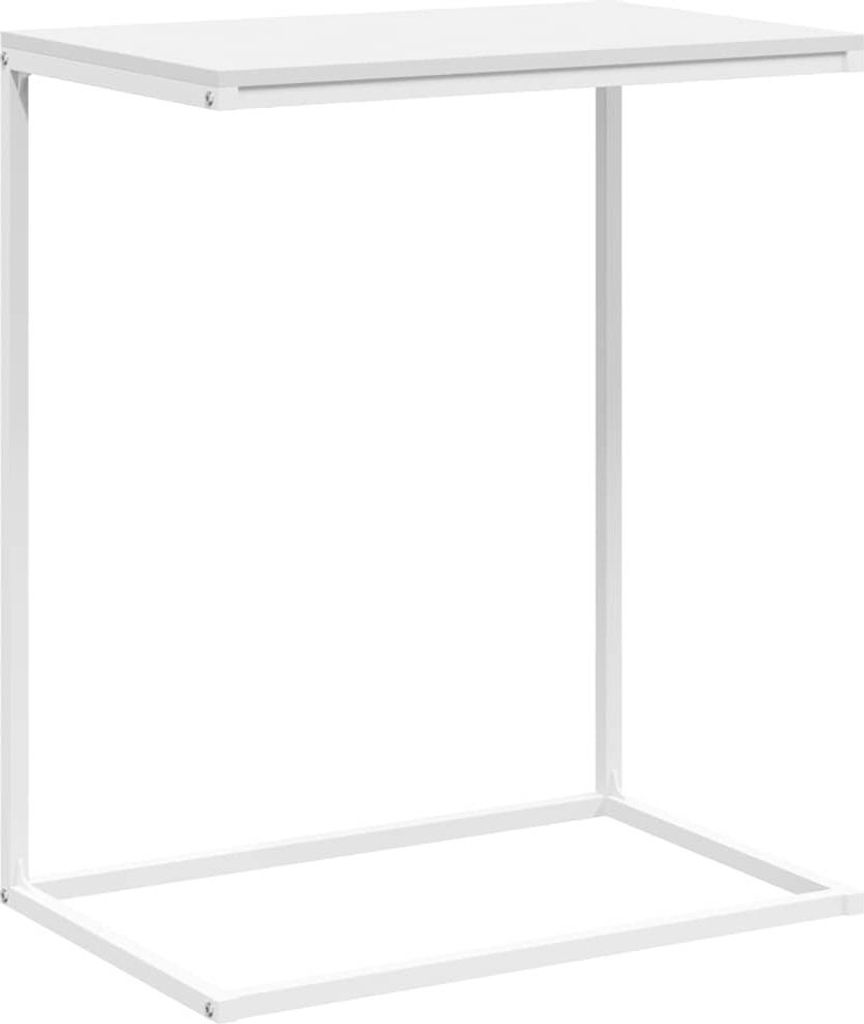 A white side table against a white background.