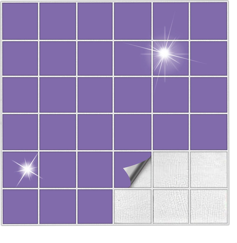 Fliesenaufkleber Für Bad, Küche etc Lavendel 43 glänzend 7,5 x 7,5 cm 50 Stück