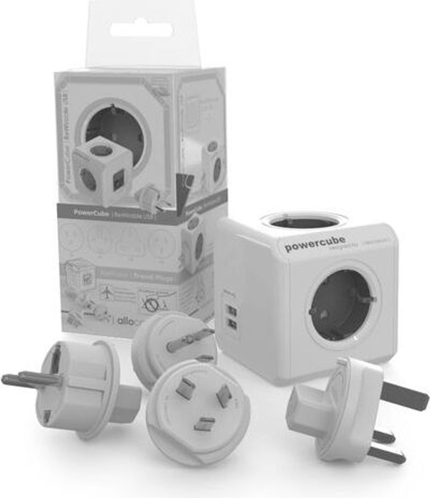 allocacoc PowerCube ReWirable USB, Reisestecker & Steckdosenwürfel, GRAU