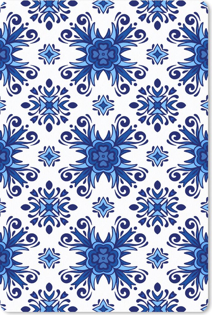 MuchoWow Mauspad Mousepad Fliese - Blume - Blau - Muster 18x27 cm - Mousepads - Maus Mat - Pad - Mausunterlage