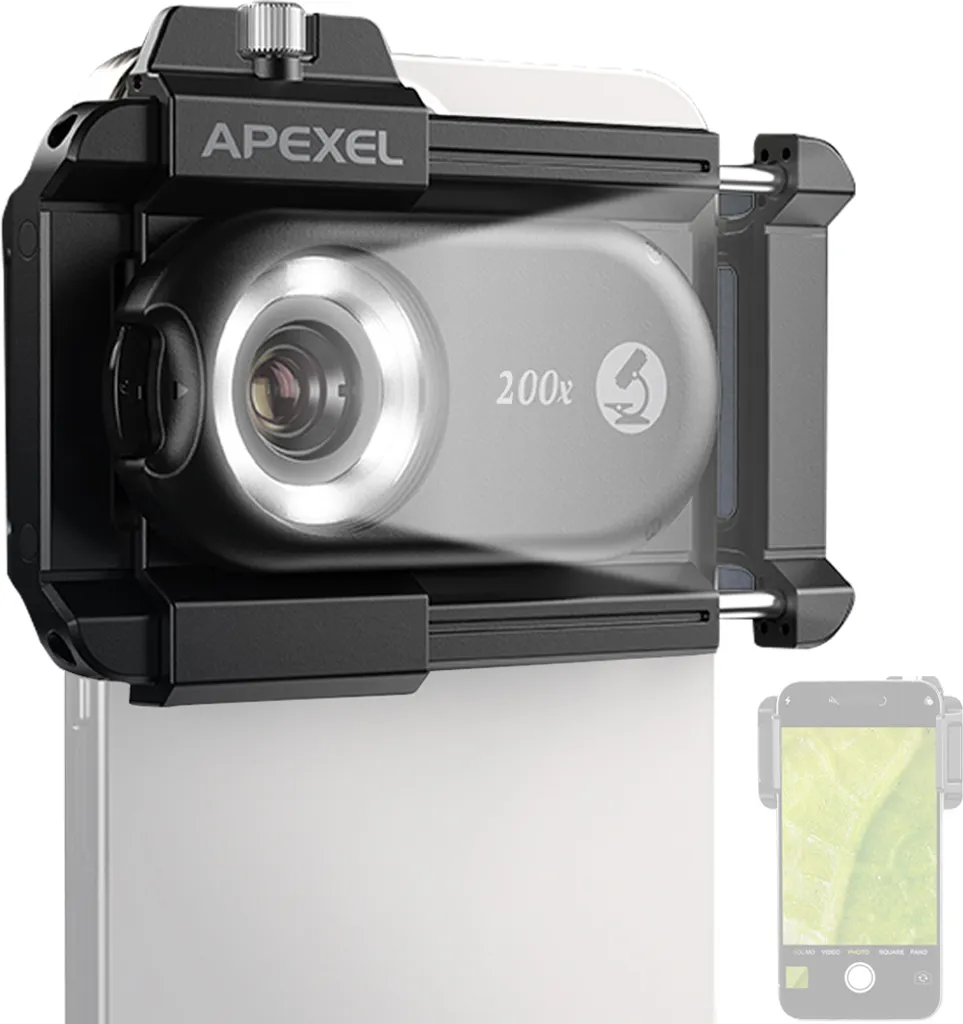 Microscope pour smartphone à fort grossissement avec éclairage LED et UV 395