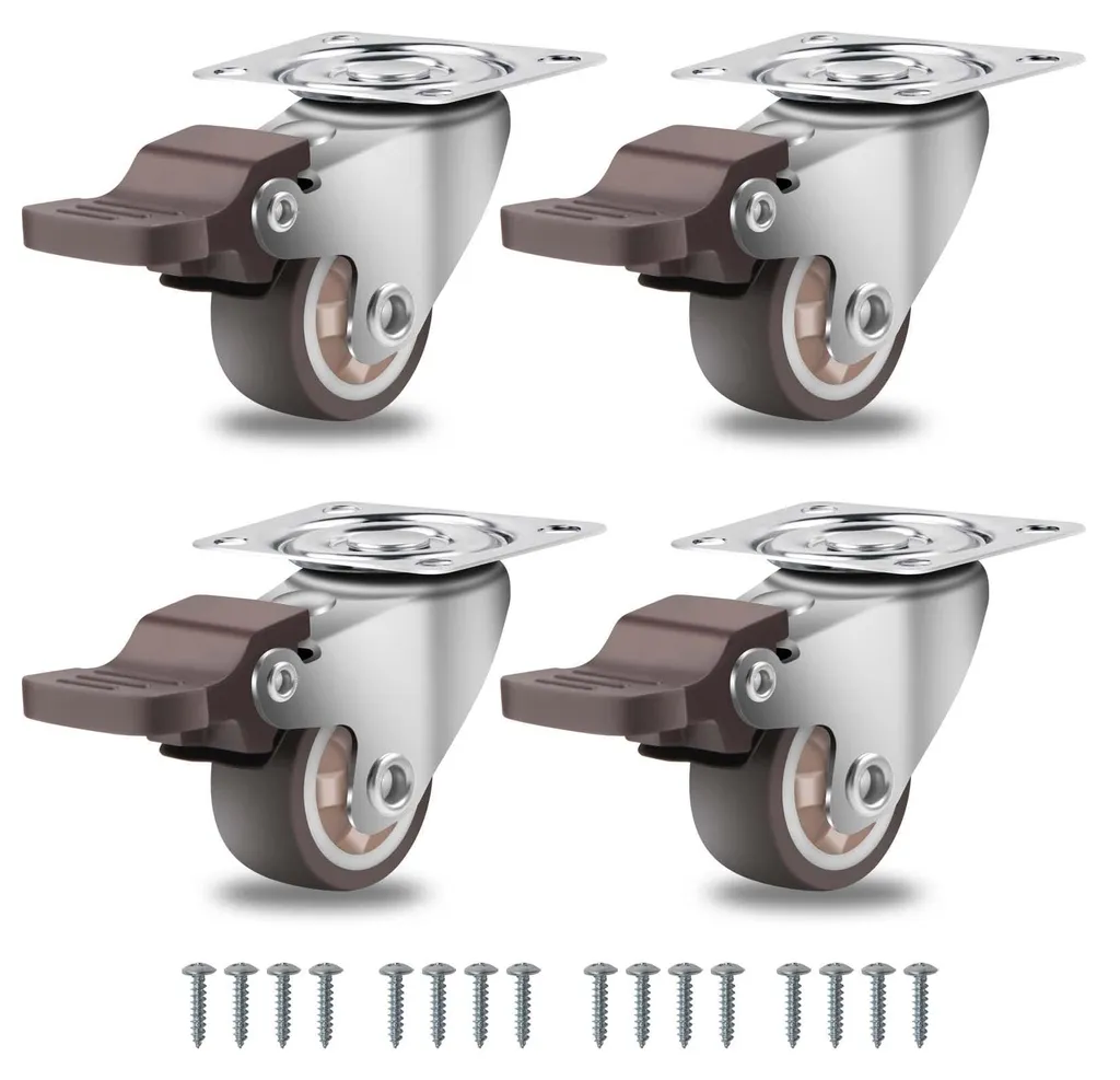 Roulettes de Meubles 25mm avec Freins Lot de 4 - Charge Robuste 45kg