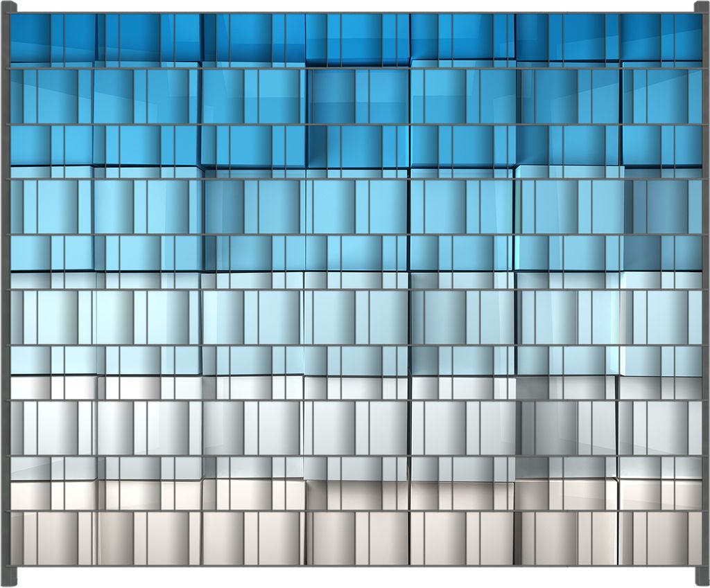 Wallario Zaunsichtschutz mit Motiv Blau-weiße Kisten Schachteln Muster für Ein- und Doppelstabmatten Zäune in der Größe 250 x 200 cm