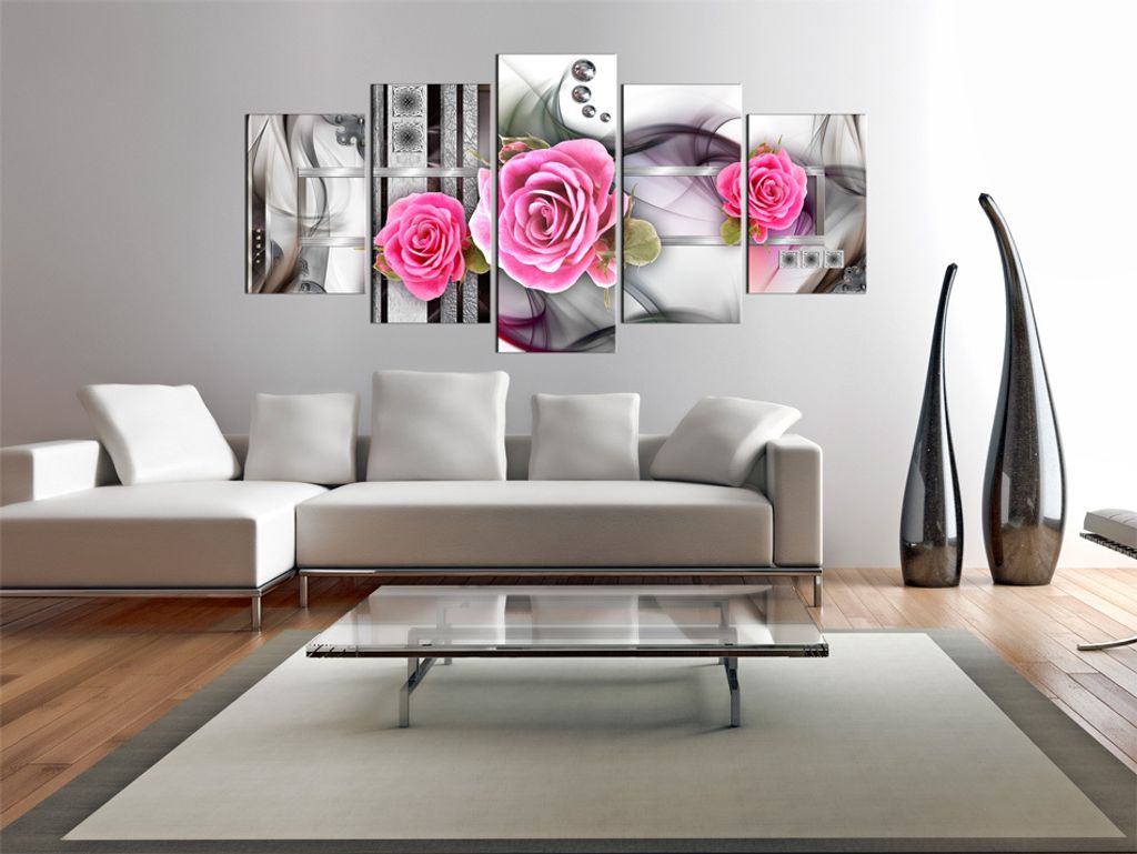 Akustikbild Blumen 200x100 cm Bilder Akustikschaum Hochleistungsschallabsorber Schallschutz Leinwand 5 tlg Wandbild Raumakustik Schalldämmung 0201...