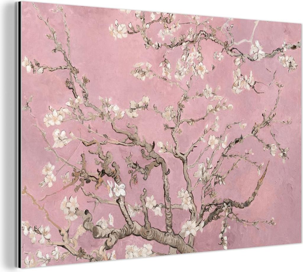 MuchoWow Wanddekoration Metall Metallbild Wandkunst 120x80 cm Mandelblüte - Kunst - Van Gogh - Rosa MuchoWow Aluminium Gemälde - Alu Bild