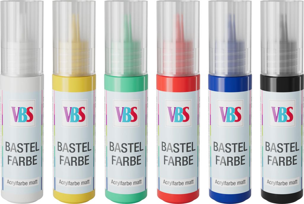 VBS Bastelfarben Set Basic 6 Farben je 20 mL ideal für kreative Projekte
