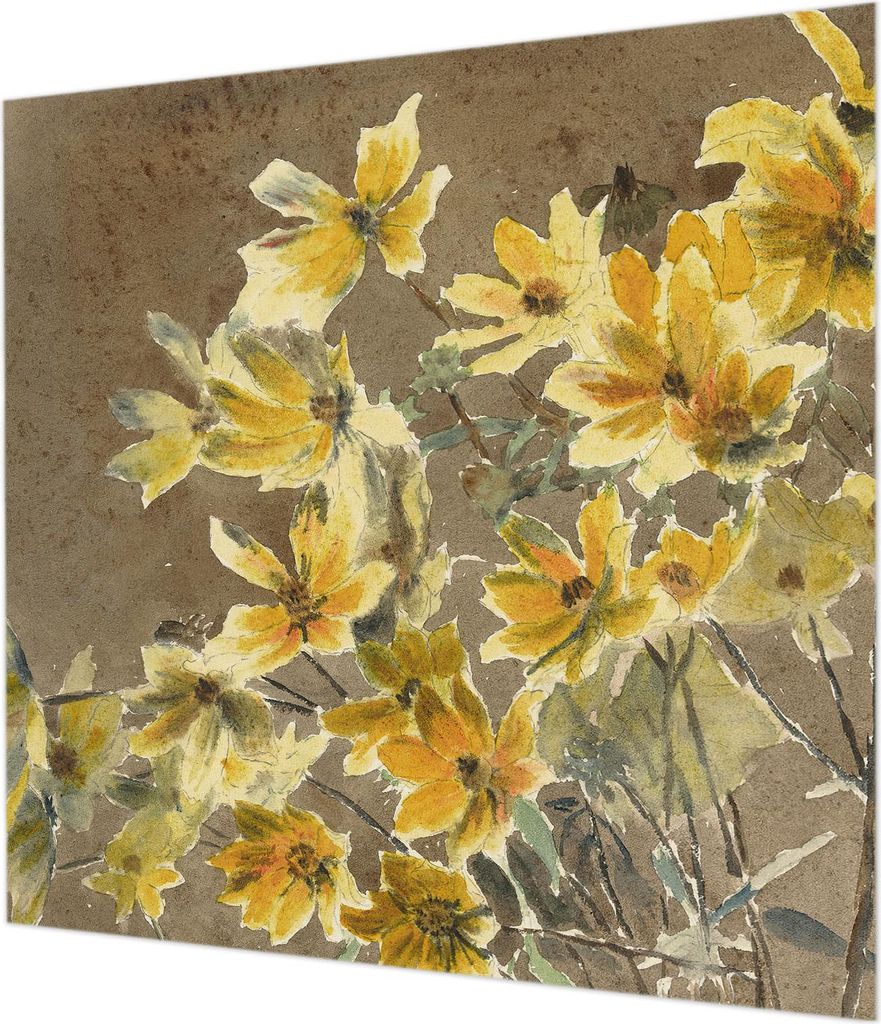 Wandtapete - Dekorative Tapete für Wohnzimmer - Tapetenfolie für Wanddekoration - 250x250 cm - Sonniger Blumenstrauß