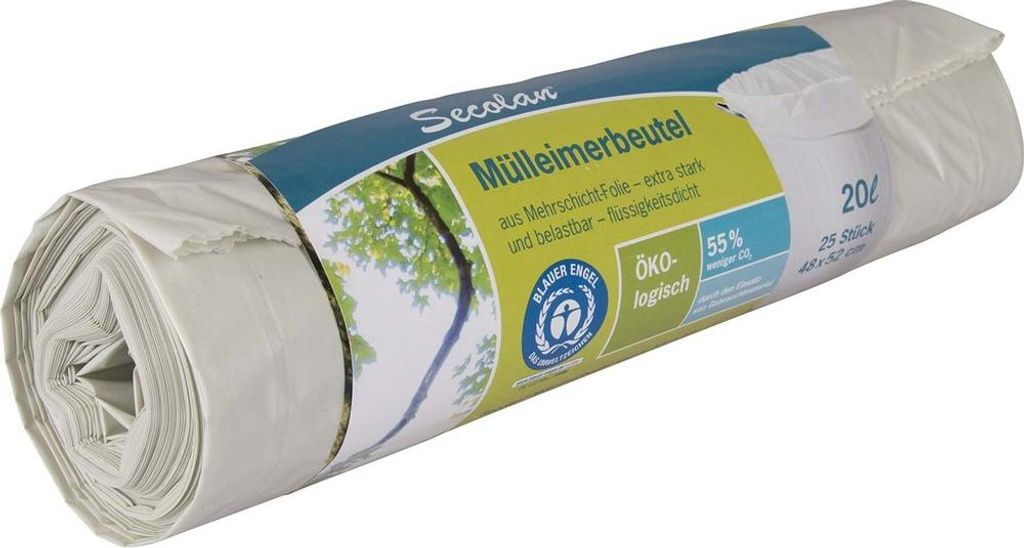 1x25 Secolan Mülleimerbeutel 20 l extra stark weiß Produktbild 