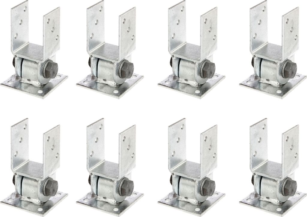 Alberts 8 x Pfostenträger, bewegliches Oberteil, zum Aufschrauben, 71 mm, feuerverzinkt