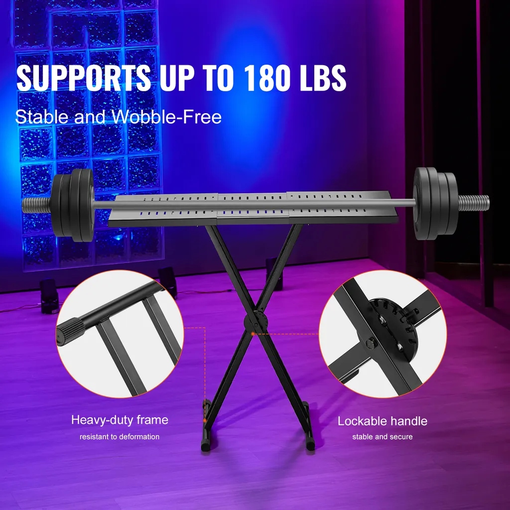 SucceBuy Supporto da scrivania per DJ, (32-43) x 18 supporto regolabile per laptop e controller per DJ, scrivania per DJ portatile e leggera con struttura pieghevole Double-X, perfetta per mixer audio e tastiere - 2