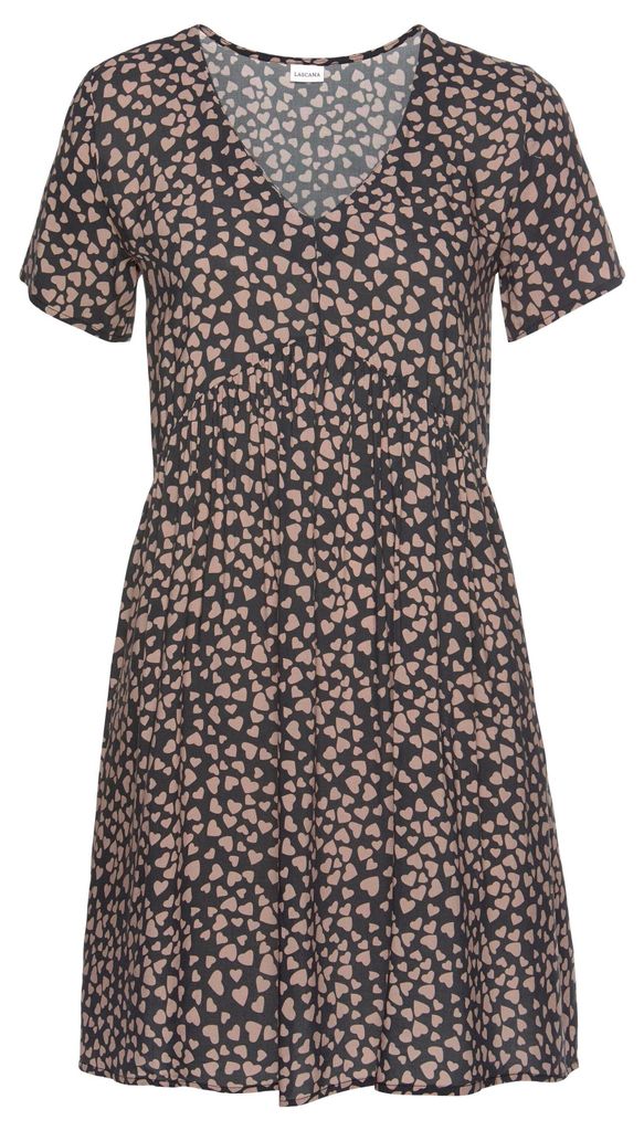 LASCANA Blusenkleid mit Herzchenprint, lockeres Webkleid, Produktbild 