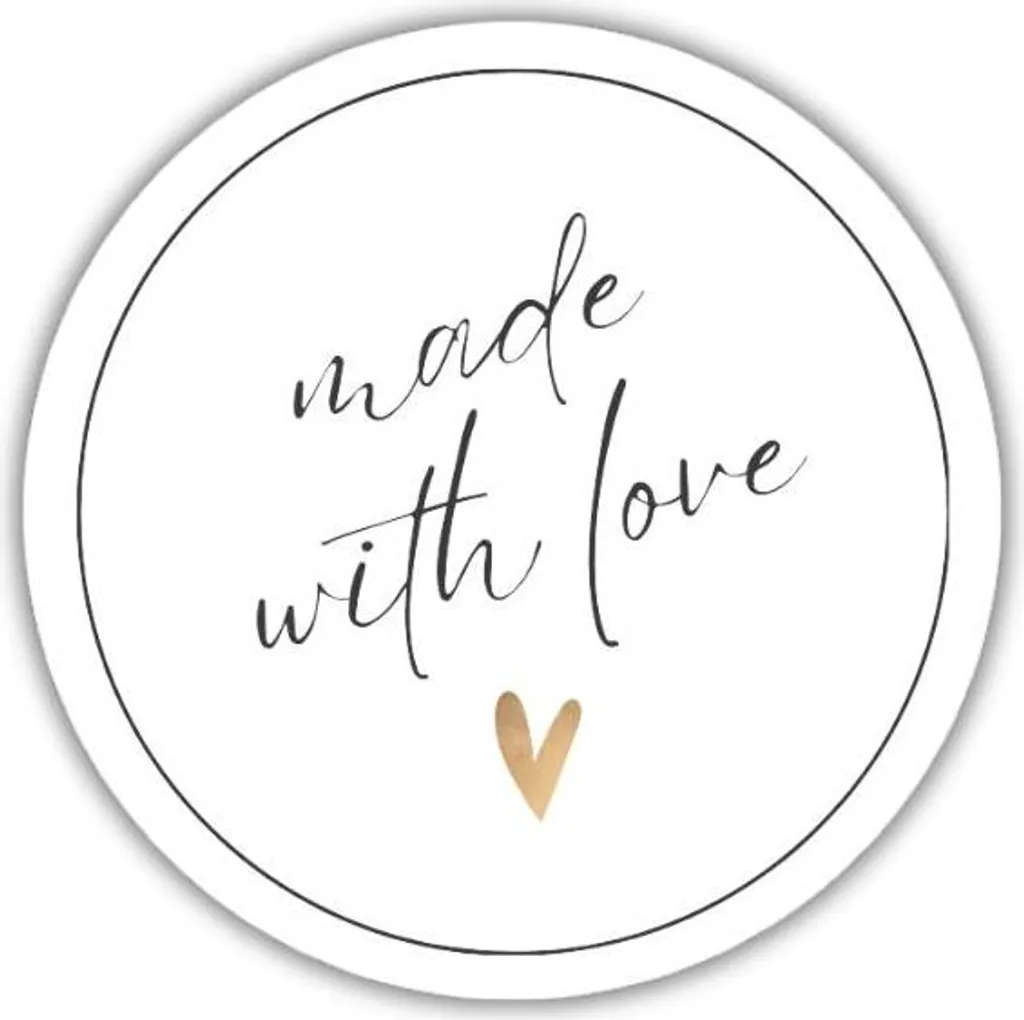 Etichette Bomboniere Fatto con Amore Cuore Oro - Set 20 Cartellini