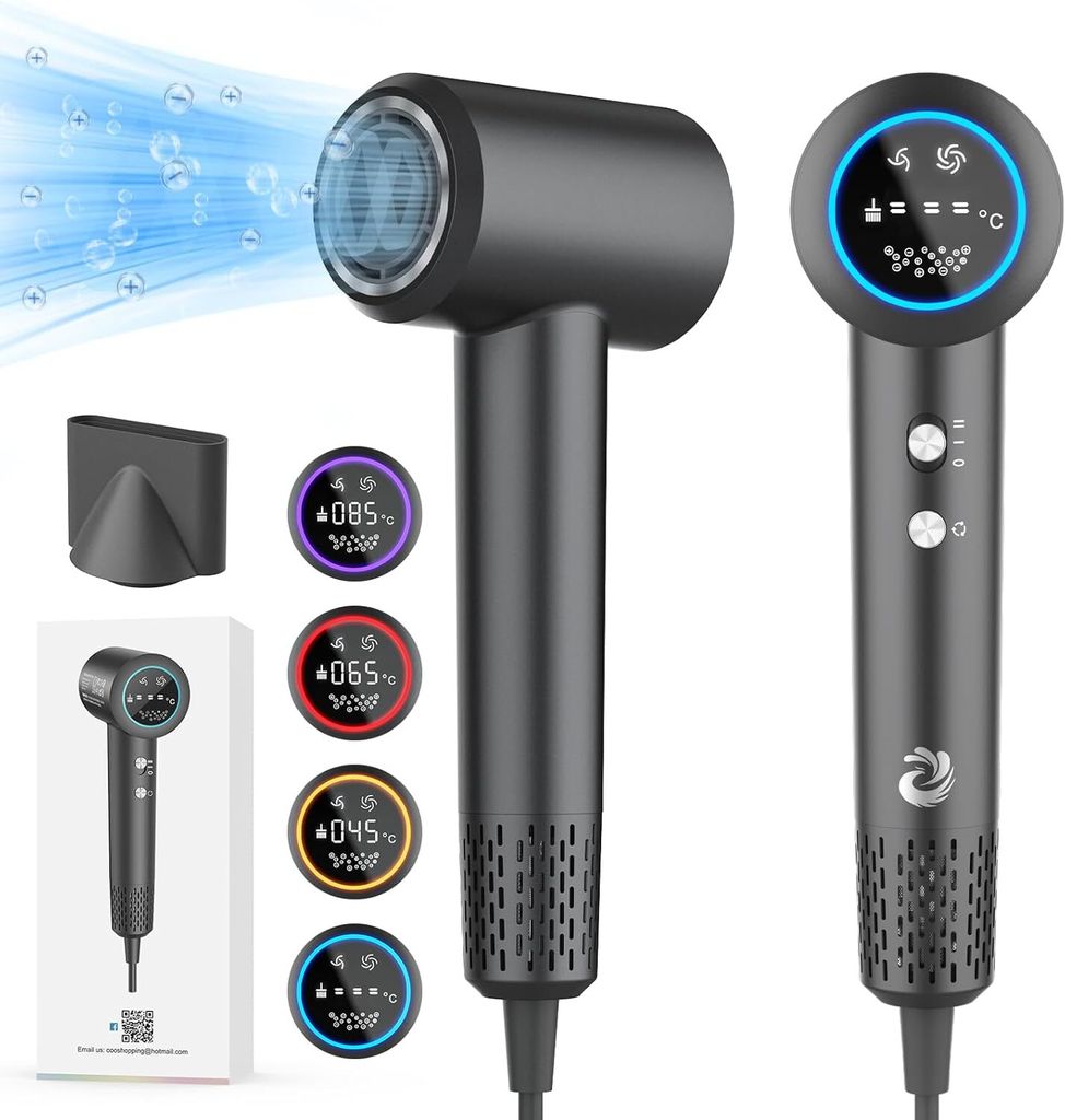 Lonen Hair Dryer, 200 Million Negative Ions & Smart Thermostat Hair Care, 110,000 rpm Brushless Motor, 5 x Fast Dry Hair, 57 dB Silent Travel Dryer