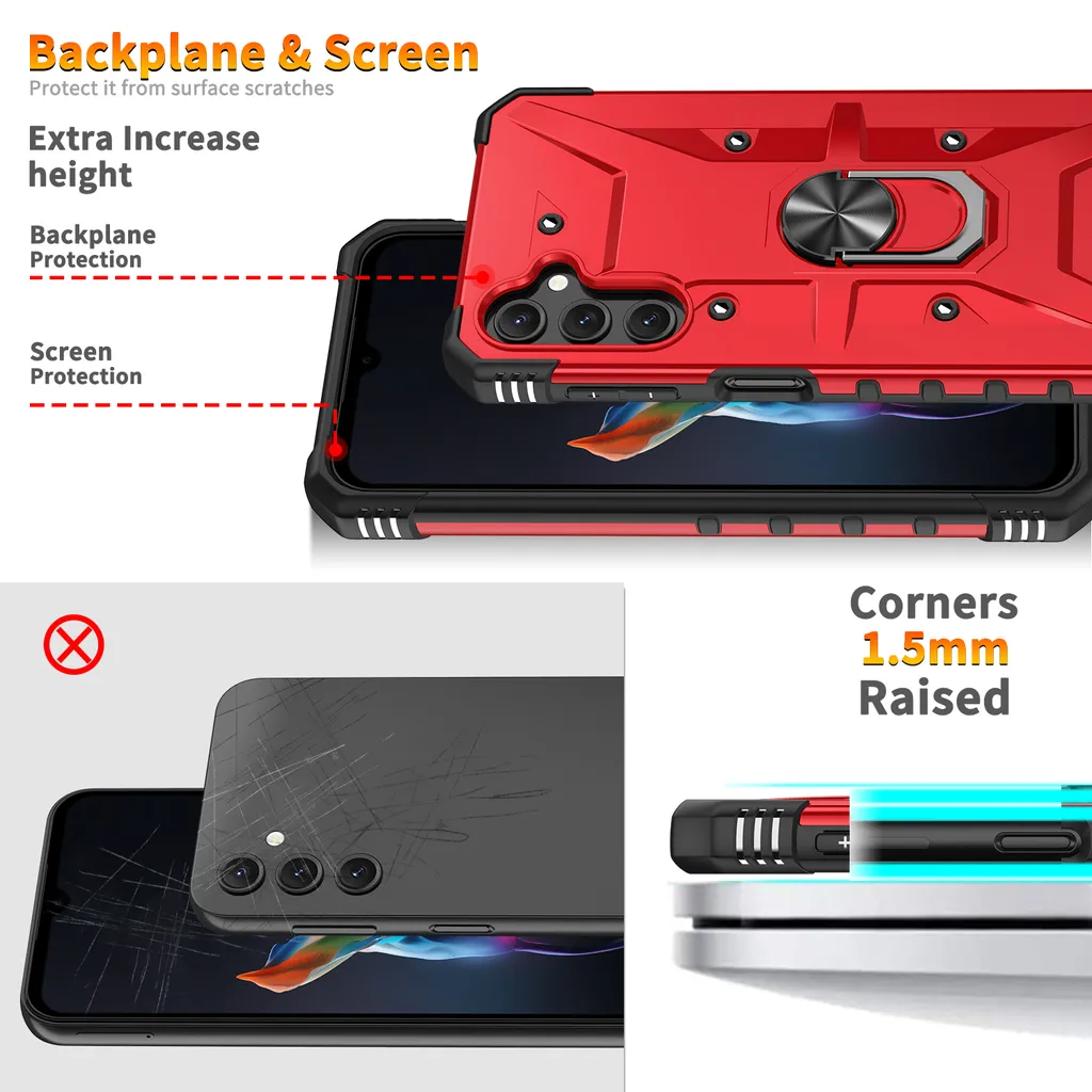Custodia per Samsung Galaxy A14 5G/4G Hybrid PC TPU Custodia protettiva antiurto con funzione stand