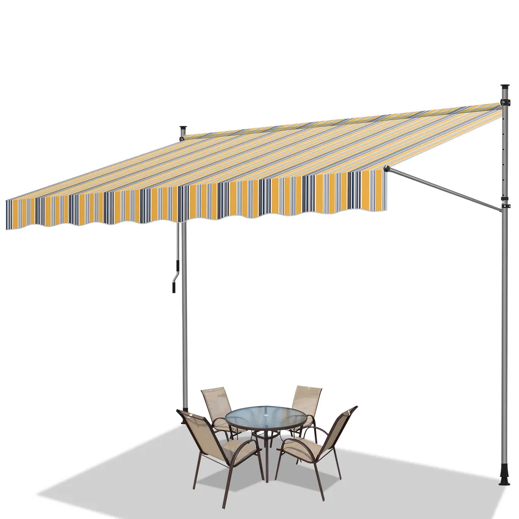 Fiqops tenda da sole a morsetto tenda da sole per balcone tenda da sole per giardino resistente ai raggi UV tenda da sole a bracci pieghevoli giallo blu 2M