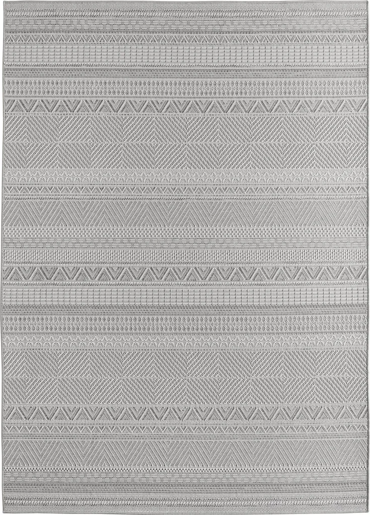 Tapis extérieur tissage plat gris 80x150cm Desert Wav ultra résistant