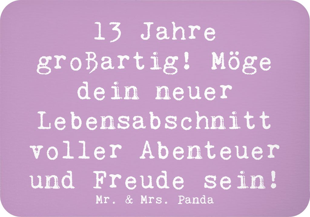 Mr. & Mrs. Panda magnet Spruch 13. Geburtstag Freude - Lavendeltraum - Geschenk, Teenager, Kühlschrankmagnet, Kindergeburtstag, Notizhalter, zette...