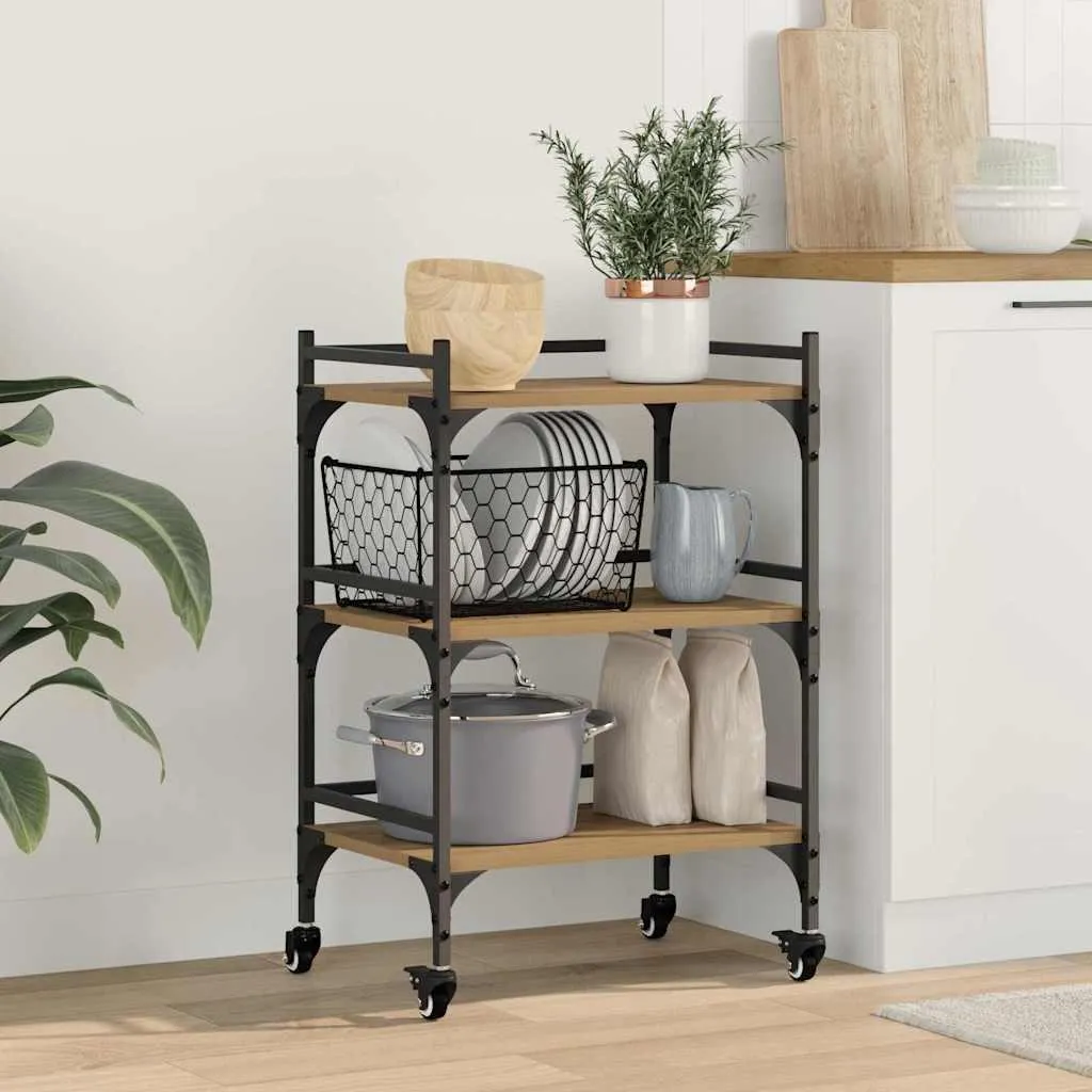SYFAX Carrello Servizio Rovere 50x35x75.5 | Design Moderno Cucina - 3