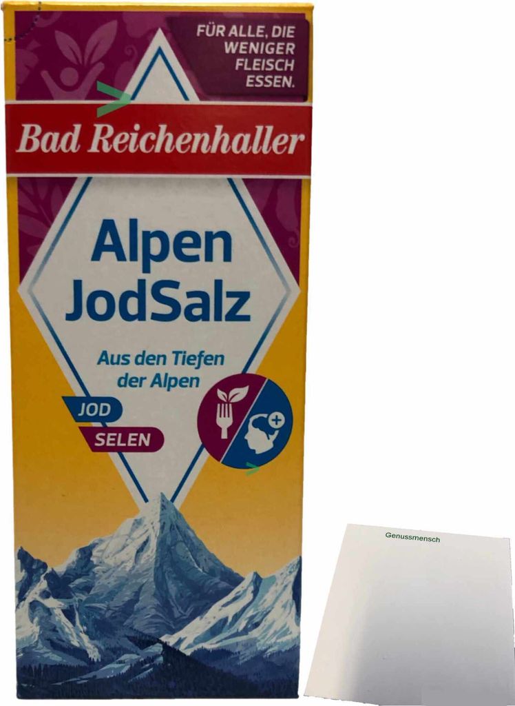 Bad Reichenhaller Alpen Jod Salz + Selen (500g Packung) + usy Block