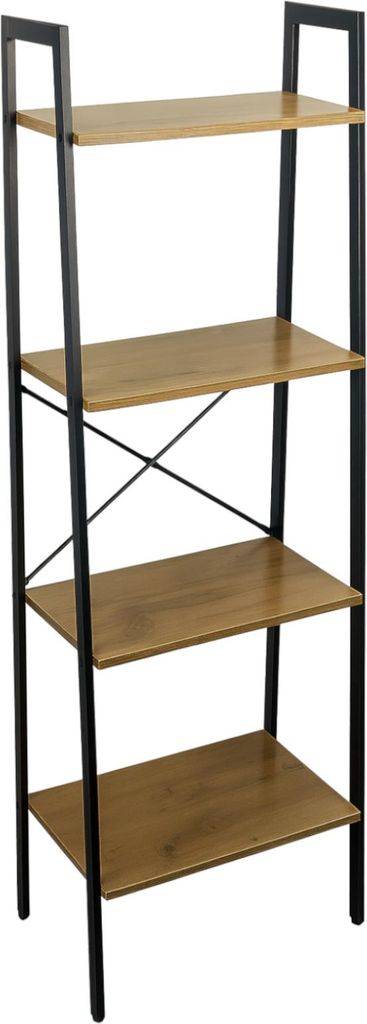 BEGRYF Standregal Metall Schwarz Erlefarben 138x56x34 cm, Regal mit 4 Ablagen, Wohnregal Industrial Stil
