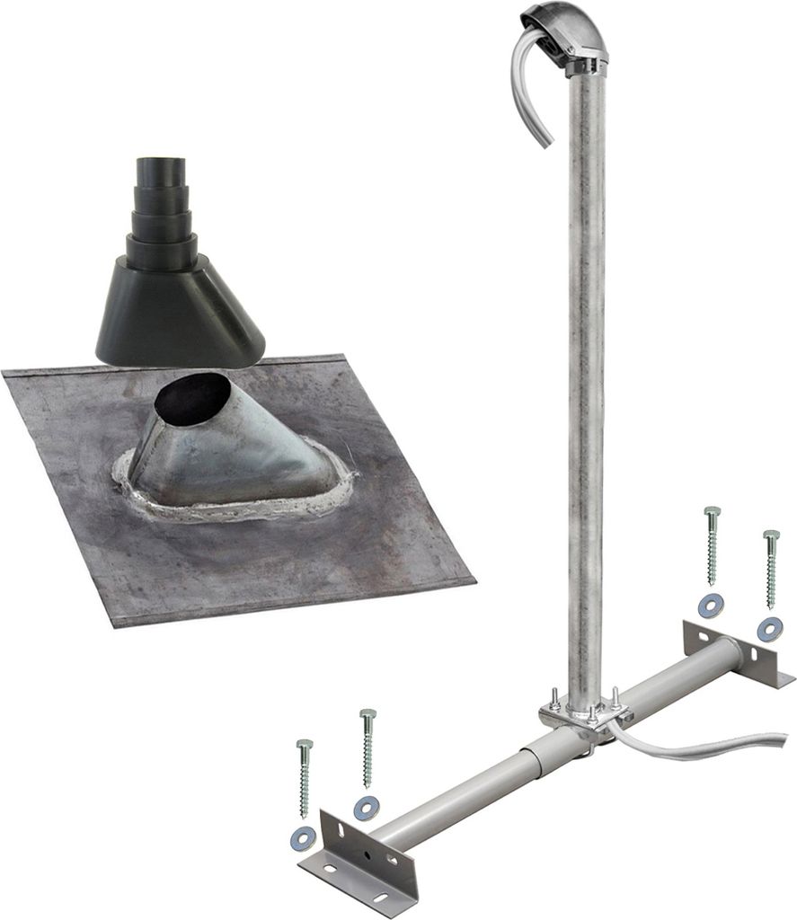 SkyRevolt Dachsparrenhalter Montageset Blei-Ziegel schwarz ALU-Mastkappe